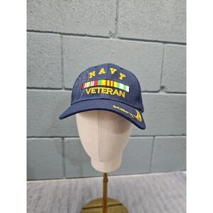 U.S NAVY VETERAN HAT BALLCAP Blue New Navy Veteran on bill